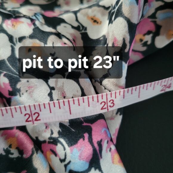 Daniel Rainn Floral Split Neck Tunic Blouse 1X – High Low Hem, Roll Tab Sleeves - Picture 8 of 12